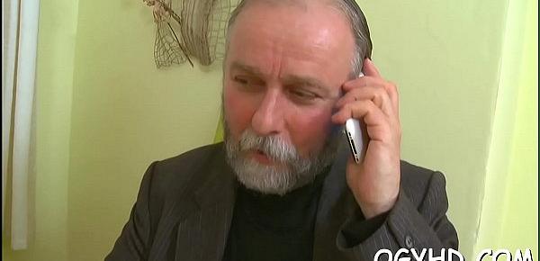  Hot youthful babe gangbanged by old guy